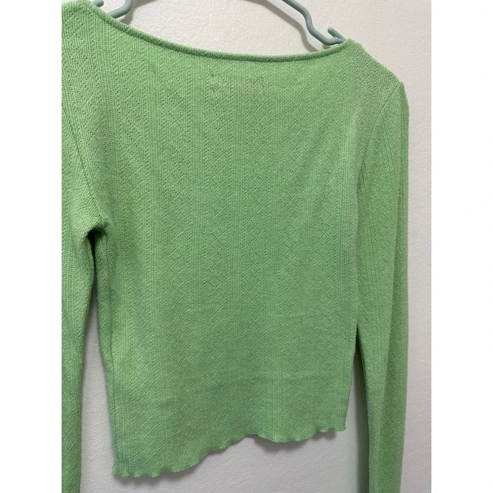 Urban Outfitters Green‎ Knit Square Neck Long Sleeve Crop Top Small